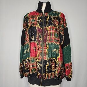 Vintage Women's Multicolor Jacket With Patchwork Print Sz L